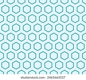 Minimalistic hexagon background. Teal color on matching background. Hexagon bold mosaic cell with padding. Hexagonal cells. Seamless pattern. Tileable vector illustration.