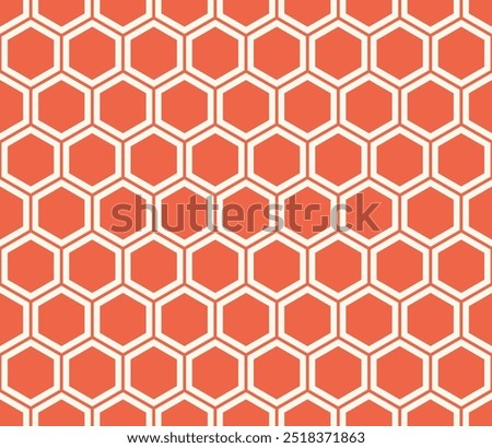 Minimalistic hexagon background. Terra Cotta color on matching background. Simple hexagon pattern with inner solid cells. Seamless pattern. Tileable vector illustration.
