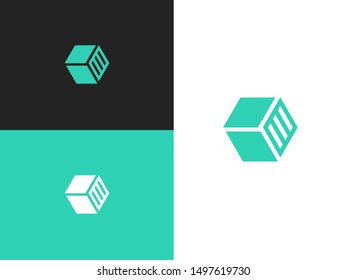 Minimalistic hexagonal geometric logo. Abstract shapes sign. Home blinds concept logo design template. Vector illustration for your design. Universal business identity element.