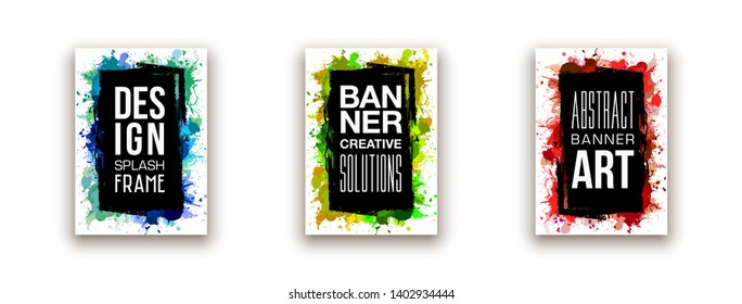 minimalistic hipster colored frame design set line gradient halftone. frame for text Modern Art graphics. design business cards, invitations, gift cards, flyers ,brochures isolated on white background