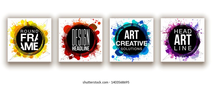 minimalistic hipster colored frame design set line gradient halftone. frame for text Modern Art graphics. design business cards, invitations, gift cards, flyers ,brochures isolated on white background