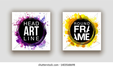 minimalistic hipster colored frame design set line gradient halftone. frame for text Modern Art graphics. design business cards, invitations, gift cards, flyers ,brochures isolated on white background