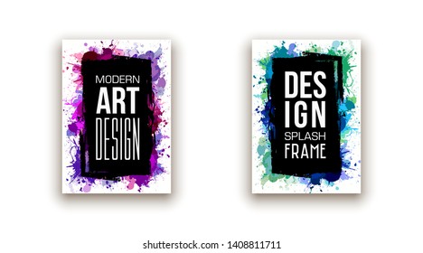 minimalistic hipster colored frame design set line gradient halftone. frame for text Modern Art graphics. design business cards, invitations, gift cards, flyers ,brochures isolated on white background
