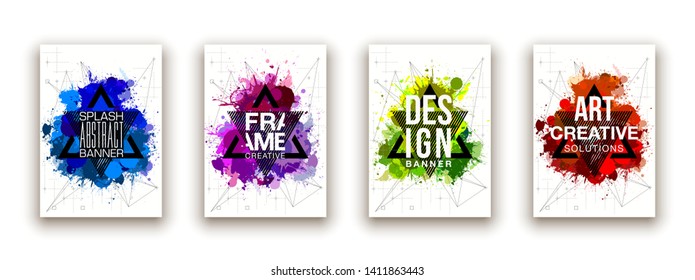 minimalistic hipster colored frame design set line gradient halftone. frame for text Modern Art graphics. design business cards, invitations, gift cards, flyers ,brochures isolated on white background