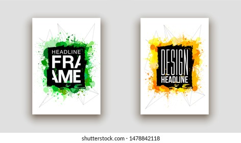 minimalistic hipster colored frame design set line gradient halftone. frame for text Modern Art graphics. design business cards, invitations, gift cards, flyers ,brochures isolated on white background