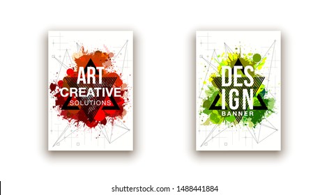 minimalistic hipster colored frame design set line gradient halftone. frame for text Modern Art graphics. design business cards, invitations, gift cards, flyers ,brochures isolated on white background