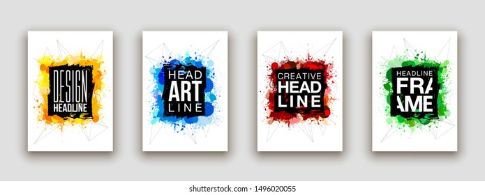 minimalistic hipster colored frame design set line gradient halftone. frame for text Modern Art graphics. design business cards, invitations, gift cards, flyers ,brochures isolated on white background