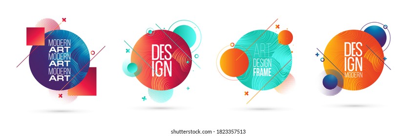 minimalistic hipster colored frame design. Vector line gradient halftone. frame for text Modern Art graphics vector illustration