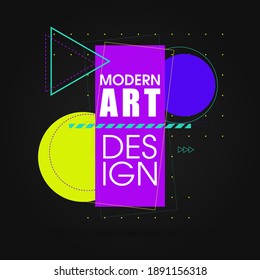 A minimalistic hipster colored frame design. Vector line gradient halftone. Frame for text Modern Art graphics.Vector illustration.