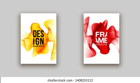 minimalistic hipster colored liquid gradient halftone smoke frame design set. headline frame Modern Art graphics design business card, invitations, gift card, flyers, smoke brochures isolated on white