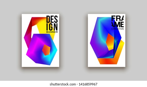minimalistic hipster colored liquid gradient halftone smoke frame design set. headline frame Modern Art graphics design business card, invitations, gift card, flyers, smoke brochures isolated on white