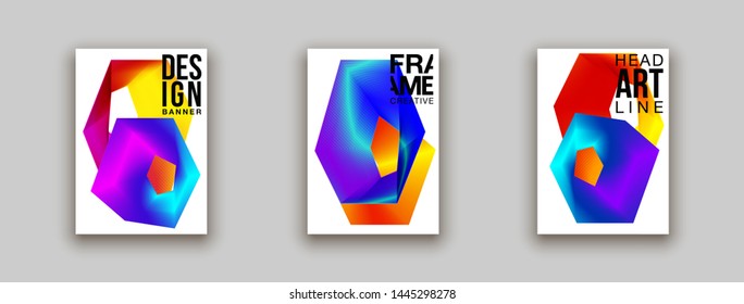 minimalistic hipster colored liquid gradient halftone smoke frame design set. headline frame Modern Art graphics design business card, invitations, gift card, flyers, smoke brochures isolated on white
