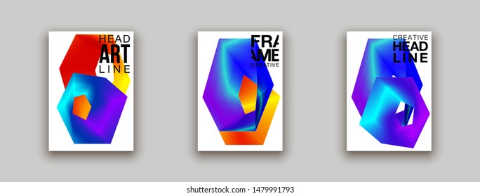 minimalistic hipster colored liquid gradient halftone smoke frame design set. headline frame Modern Art graphics design business card, invitations, gift card, flyers, smoke brochures isolated on white
