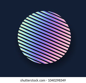 Minimalistic holographic poster. Vapor wave / Synth wave style illustration, logotype. Poster for music, fashion, design, art, CD cover. Pastel colors, bright gradient, pearly neon circle.