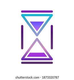 Minimalistic hourglass icon in retro wave coloring. Simple linear image, strict straight lines. Isolated vector on white background.