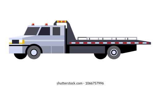 Minimalistic icon car hauler truck front side view. Car carrier vehicle. Vector isolated illustration.