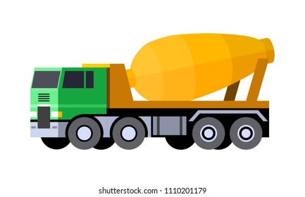 Minimalistic icon cement mixer truck front side view. Mixer truck vehicle. COE - cab over engine truck. Vector isolated illustration.
