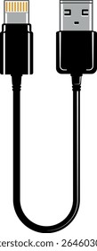 Ícone minimalista de cabo de carregamento com conector plano compacto, adequado para smartphones modernos, isolado sem fundo. Ideal para conteúdo técnico e eletrônico.