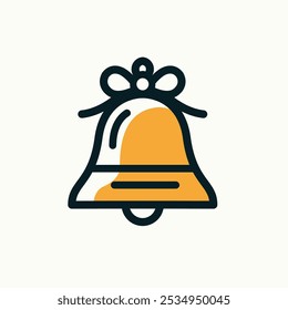 minimalistic icon of a Christmas bell. The bell should have a classic shape with a smooth, rounded top and a slightly flared bottom. It should feature a single