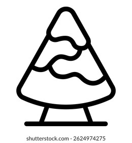 Minimalistic icon of a christmas tree in a black and white line art style