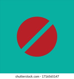 Minimalistic icon in complimentary colors. Blue and red. Logo with a round tablet. EPS 10
