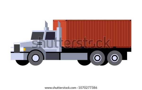 Minimalistic Icon Container Truck Front Side Stock Vector Royalty Free