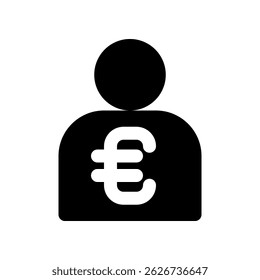 Minimalistic Icon Depicting Financial User with Euro Currency Symbol