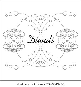 Minimalistic icon for the Diwali holiday. contour image of Indian ornament. Ideal for printing packaging, postcards, fabrics, websites, templates. EPS10