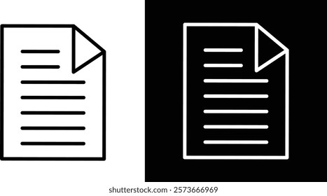 Minimalistic Icon of Document Pages in Contrasting Black and White Styles