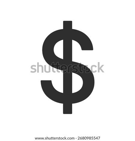 A minimalistic icon of a dollar sign vector in flat design style,simple geometric shapes