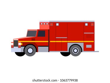 Minimalistic icon emergency truck. Ambulance vehicle front side view. Vector isolated illustration.