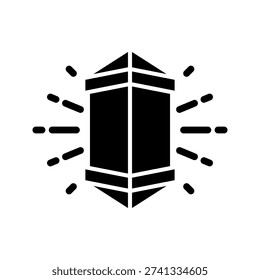 Minimalistic Icon of Illumination Lantern with Light Rays in Black and White