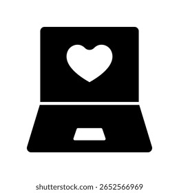 Minimalistic Icon of Laptop With Heart Symbol on Screen