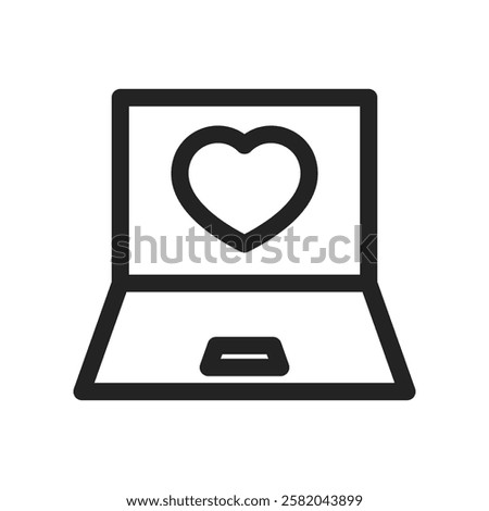 Minimalistic Icon of Laptop With Heart Symbol on Screen