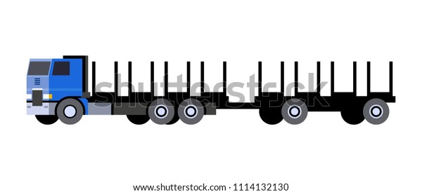 Minimalistic icon logging truck front side view.\
Timber vehicle with trailer cart. Modern vector isolated\
illustration. COE - cab over\
engine