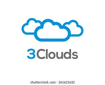 A minimalistic icon (logo) representing stylized clouds . Could be used as a logo, as an icon or a separate visual depicting the cloud computing idea or illustrating cloud related idea.