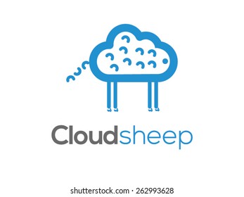 A minimalistic icon (logo) representing stylized cloud -sheep . Could be used as a logo, as an icon or a separate visual depicting the cloud computing idea or illustrating cloud related idea.