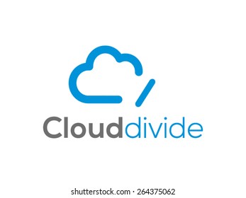 A minimalistic icon (logo) representing stylized cloud and  the division sign. Could be used as a logo, as an icon or a separate visual depicting the cloud computing idea.