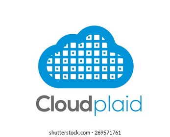 A minimalistic icon (logo) representing stylized cloud and a plaid pattern inside. Could be used as a logo, as an icon or a separate visual depicting the cloud computing idea.