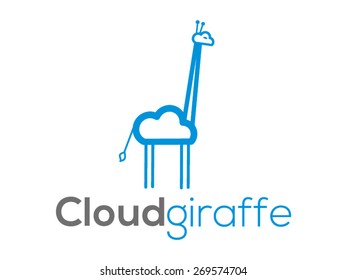 A minimalistic icon (logo) representing stylized cloud - giraffe . Could be used as a logo, as an icon or a separate visual depicting the cloud computing idea or illustrating cloud related idea.