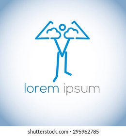 A minimalistic icon (logo) representing stylized cloud forming a bodybuilder. Could be used as a logo, as an icon or a separate visual depicting the cloud computing idea