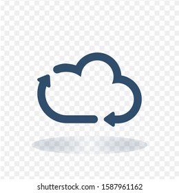 A minimalistic icon representing stylized cloud forming an arrow. Stock vector illustration isolated on white background.