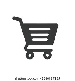 Um ícone minimalista de um vetor de carrinho de compras em estilo de design plano e fundo transparente