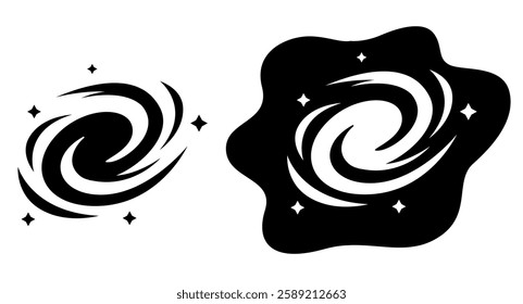 Minimalistic icon of a spiral Galaxy. Milky Way pictogram