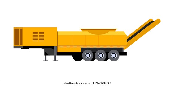 Minimalistic Icon Tub Grinder. Recycle Logging Slash And Lumber Mill Waste By Reducing The Waste Wood Into Boiler Fuel. Modern Vector Isolated Illustration.