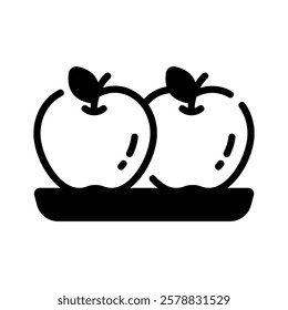 Minimalistic icon of two fresh apples on a plate