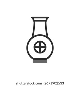Un icono minimalista de un jarrón que enfatiza un contorno puro y un diseño geométrico distinto. Esta representación encarna la simplicidad y el estilo artístico, perfectamente adecuado para los diseños que necesitan un toque