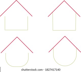 minimalistic icons of four simple looking houses 