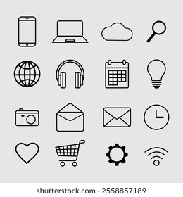 Minimalistic Icons for Technology and Communication