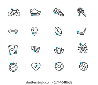 Minimalistic icons with various sports and activities